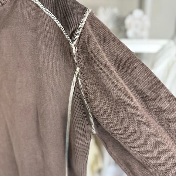 BKE Men’s Size M Brown Distressed Mockneck Half Zip Pullover Sweater #3553 - Picture 5 of 9